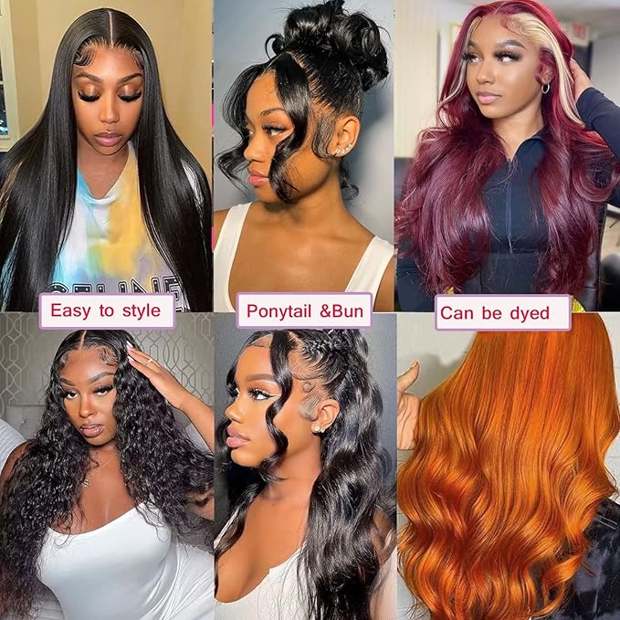 Lemoda Full 13x6 Body Wave Lace Frontal Virgin Human Hair Wigs 210% 34Inch 13x6 HD Transparent Lace Front Wigs 15A Brazilian Pre Plucked Thin Knots