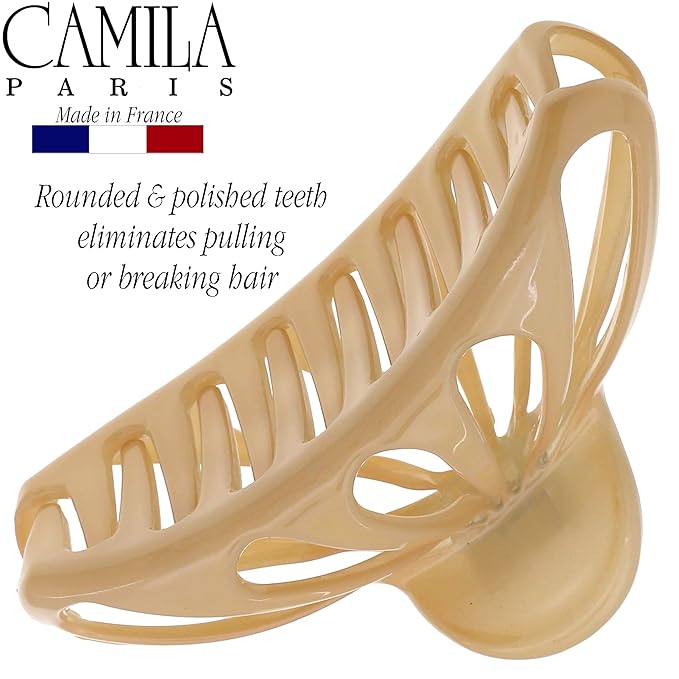Camila Paris CP3054 2PK French Hair Clip for Women With Thick, Long, Curly, Wavy Hair - Girls Claw Clips Fashion Styling Accessories, Strong Hold No Slip Grip, Made in France