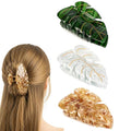 Hair Clips for Women,3.5 Inch Leaf Acetate Strong Hold Hair Claw Clip,Unique Cute Stylish Hair Accessories Winter Decor New Year Birthday Gift for Girls Wife Mother Family Thick Thin Hair(3 PCS)