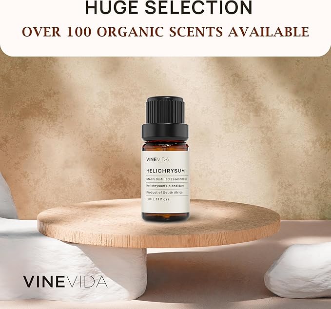 VINEVIDA Helichrysum Essential Oil 10 mL - Pure, Undiluted Helichrysum Oil for DIY Candle Scents and Soapmaking - Safe for Skin