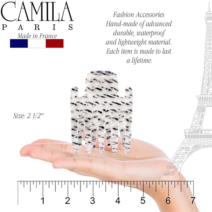 Camila Paris CP3474 French Hair Clip for Women, Hand-Made Hair Side Clips, 3 inch Girls Hair Claw Clips Jaw Fashion Durable Styling Hair Accessories for Women, Strong Hold No Slip Grip, Made in France