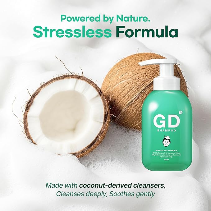 TS GD Shampoo for Flake Prone, Uncomfortable Scalp (14.1 Fl Oz) For Youth & Teens | Gentle Scalp-Care Routine | Silicone, SLS, SLES Free | Korean Hair Care (Green)