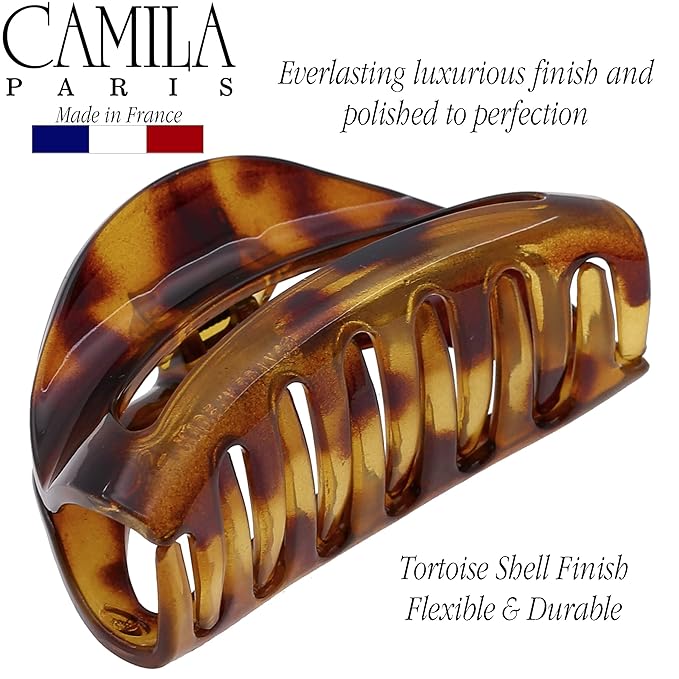 Camila Paris CP1574 French Hair Clip for Women Thick Hair for Long Curly Wavy Hair, Girls Hair Claw Clips Jaw, Durable Styling Big Claw Clip for Thick Hair, Strong Hold No Slip Grip, Made in France