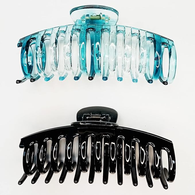 5.5 Inches Extra Large Hair Clips for Long Thick Hair Women’s Jumbo Hair Claw Clips 2 Counts in Set Hair Accessories (teal blue and black)