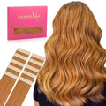 WENNALIFE Tape in Hair Extensions Human Hair Auburn Ginger Tape in Extensions, 10pcs 25g 16 inch Remy Invisible Tape Ins Straight Colored Soft Real Human Hair Tape in Extensions Refill Set Extensions