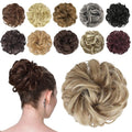 FESHFEN Messy Bun Hair Piece - Elastic Wavy Curly Hair Bun Scrunchies Extensions Synthetic Chignon Hairpieces for Women Girls, Mixed Blonde and Ash Blonde Tips 1.5 oz