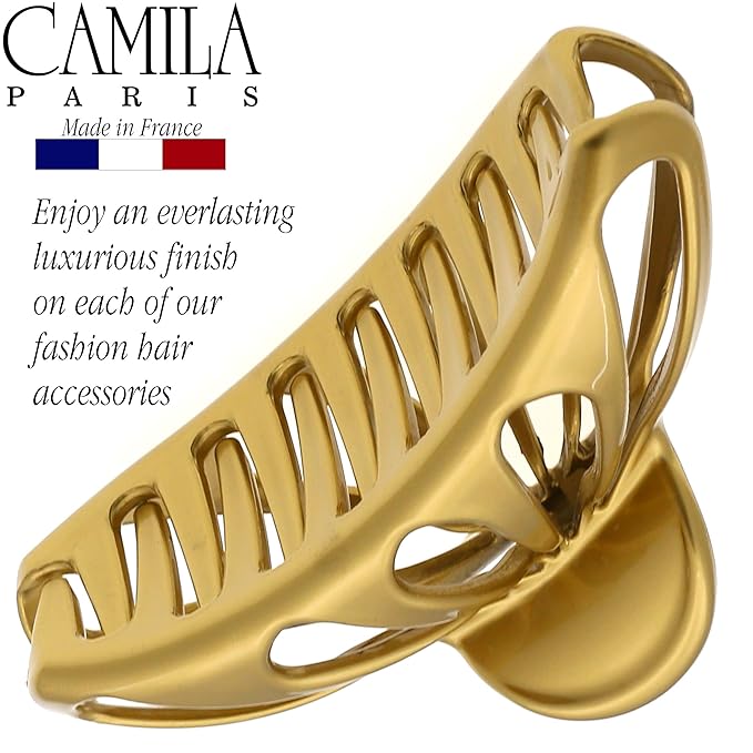 Camila Paris CP3055 2PK French Hair Clip for Women Thick Hair for Long Curly Wavy Hair, Girls Hair Claw Clips Fashion Styling Hair Accessories for Women, Strong Hold No Slip Grip, Made in France