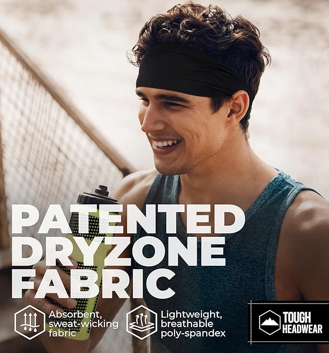 Tough Headwear Tough Outfitters Headband for Men - Mens Headbands - Working Out Sports Performance Head Bands - Athletic Cycling Running Sweat Band, Football Headbands - Sweat Bands Men/Women