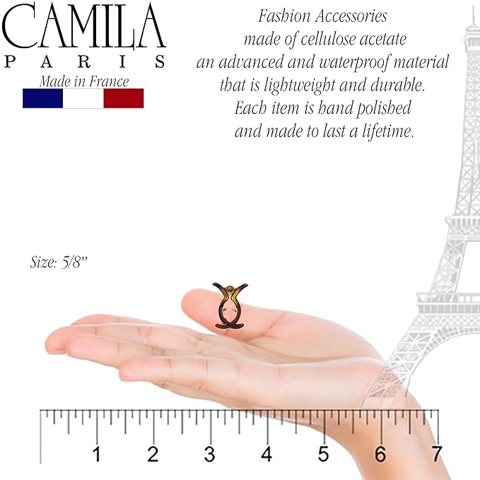 Camila Paris CP2374 French Hair Clip for Women, Set of 6 Extra Small Tortoise Shell Girls Hair Claw Clip Fashion Styling Hair Accessories for Women, Ladies Strong Hold Grip Clamp, Made in France