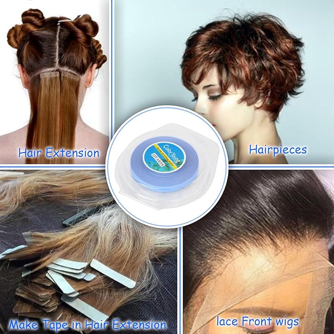 5/16"(0.8cm)*12Yards Lace Front Wig Tape Waterproof Strong Adhesive Double Sided Wigs Tape for Lace Wig Tape in Hair Extension Toupee Hairpieces
