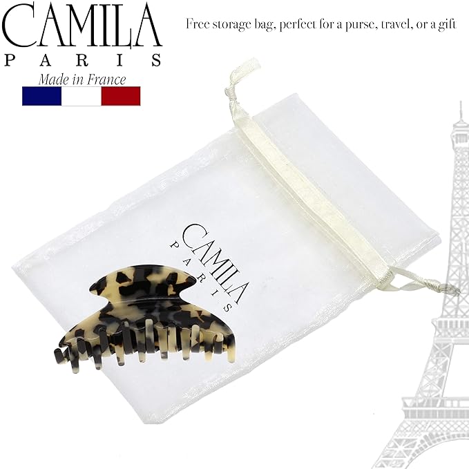 Camila Paris CP2473 French Hair Clip for Women Thick Hair for Long Curly Wavy Hair, Handmade Flow, Girls Hair Claw Clips, Durable Styling Big Claw Clip for Thick Hair, Strong Hold Grip, Made in France