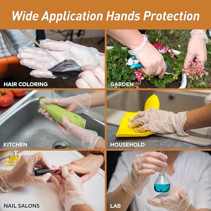 Med PRIDE Vinyl Gloves| Large Box of 100| 4.3 mil Thick, Powder-Free, Non-Sterile, Heavy Duty Disposable Gloves| Professional Grade for Healthcare, Medical, Food Handling, and More