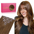 WENNALIFE Seamless Clip In Hair Extensions Human Hair, 20 Inch 150g 7pcs Light Auburn Brown Real Hair Extensions Clip in Human Hair Invisible PU Skin Weft Natural Remy Human Hair Extensions