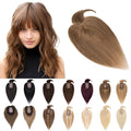 SEGO Hair Toppers for Women Real Human Hair With Bangs, 7 * 13CM Silk Base 100% Remy Human Hair Clip in Top Wiglet Hairpieces Add Volume -14 Inch Light Brown