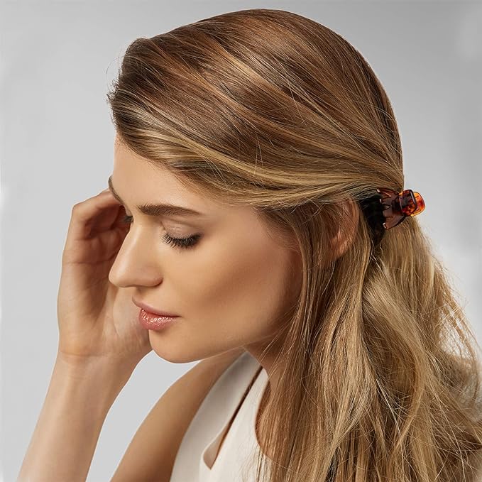 Cobahom 24 Pcs Small Hair Claw 1.2 Inch Plastic Hair Clips Mini Grip Octopus Clips Styling Accessories for Women and Girls (Brown)