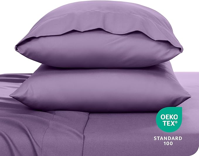 Bare Home Microfiber Pillow Cases - Queen Size Set of 2 - Cooling Pillowcases - Double Brushed - Easy Care - Envelope Closure (Queen Pillowcase Set of 2, Lavender)