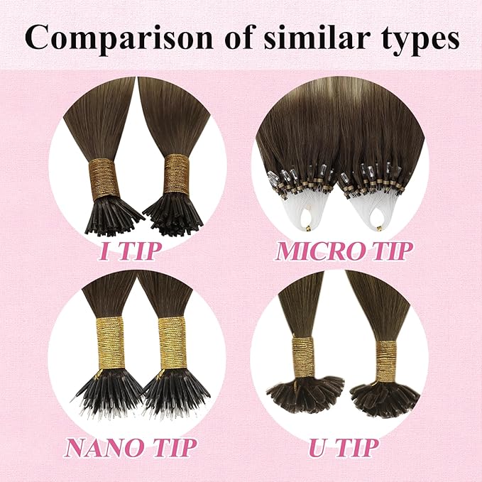 YoungSee Micro Beads Hair Extensions Balayage Micro Loop Hair Extensions Real Human Hair Dark Brown Ombre Brown with Blonde Micro Hair Extension 22In Bead Hair Extension Soft for Wedding 50s/50g