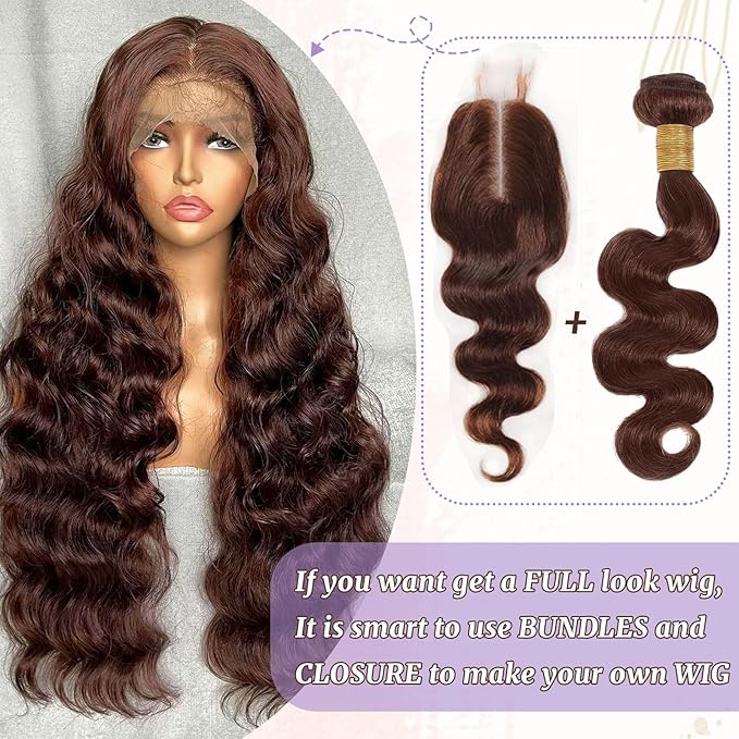 4# Body Wave Bundles Human Hair Chocolate Brown Color Body Wave Bundle 100% Real Human Hair And True To Length 12 14 16 Inch 3 Pcs/Pack