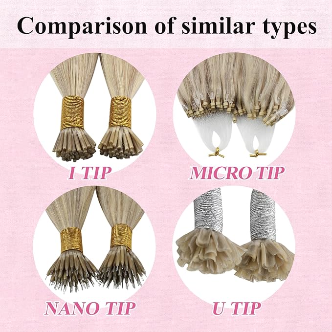 YoungSee Micro Beads Hair Extensions Blonde Micro Loop Hair Extensions Real Human Hair Ash Blonde Mix Blond Highlight Beaded Hair Extension Real Human Hair for Long Hair 24 Inch 50g 50s