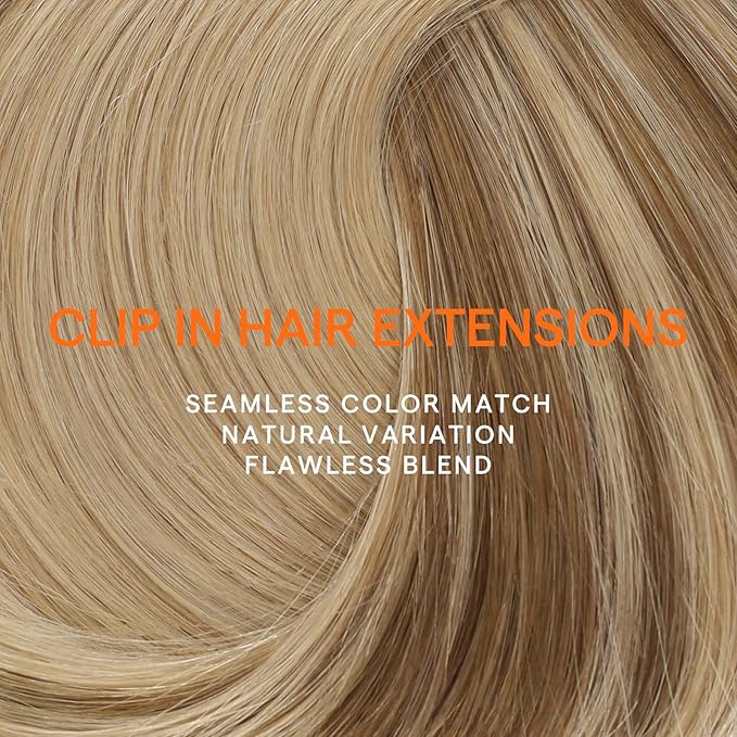 Full Shine Balayage Clip in Hair Extensions Real Human Hair Blonde Human Hair Extensions Clip ins Clip in Extensions Color 10 Fading to 16 And 16 Blonde 7 Pcs 22 Inch 120 G