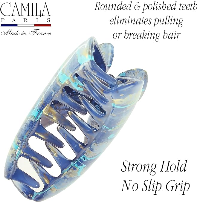 Camila Paris CP2712 French Hair Clip for Women Thick Hair for Long Curly Wavy Hair, Girls Hair Claw Clips Jaw, Durable Styling Big Claw Clip for Thick Hair, Strong Hold No Slip Grip, Made in France
