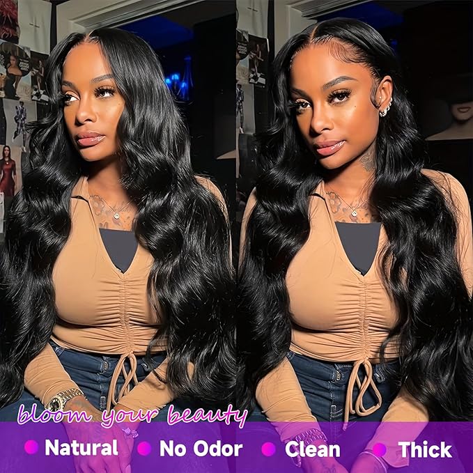13x6 HD Lace Front Wigs Human Hair Pre Plucked Body Wave Lace Front Wigs Human Hair 100% Brazilian Virgin Human Hair Lace Front wigs for Women Frontal Wigs 200 Density 24 Inch Body Wave Wig