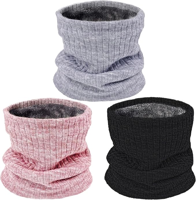 3 Pack Winter Neck Warmer & Ski Mask for Men Women Thermal Warm Fleece Face Mask Neck Gaiter Scarf Gift