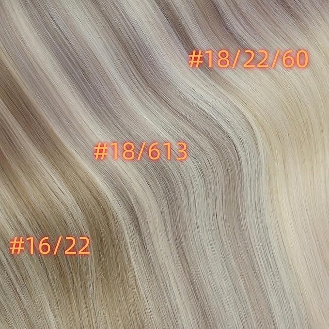 Full Shine Hair Extensions Real Human Hair Clip ins Blonde Hair Extensions Highlight Seamless Clip in Human Hair Extension PU Skin Weft Add Volume 18 Inch 8 PCS 120 G