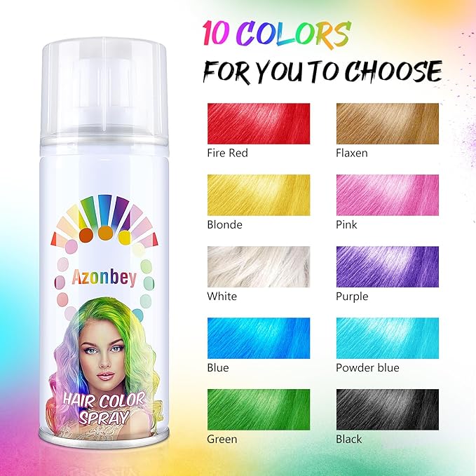 Halloween Hair Spray,Temporary Hair Color Spray for Women Kids Men,Washable Hairspray,Colored Hair Spray,Color Hairspray for Halloween,Party,Cosplay,Christmas Day (#Black)