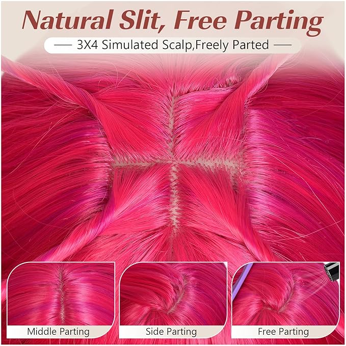 Bob Wig With Bangs Wave Wigs for Women 14 Inch Short Loose Wavy Heat Resistant Synthetic Wig Shoulder Length Hair for Daily and Cospaly Party Use (Rose mixed Purple)