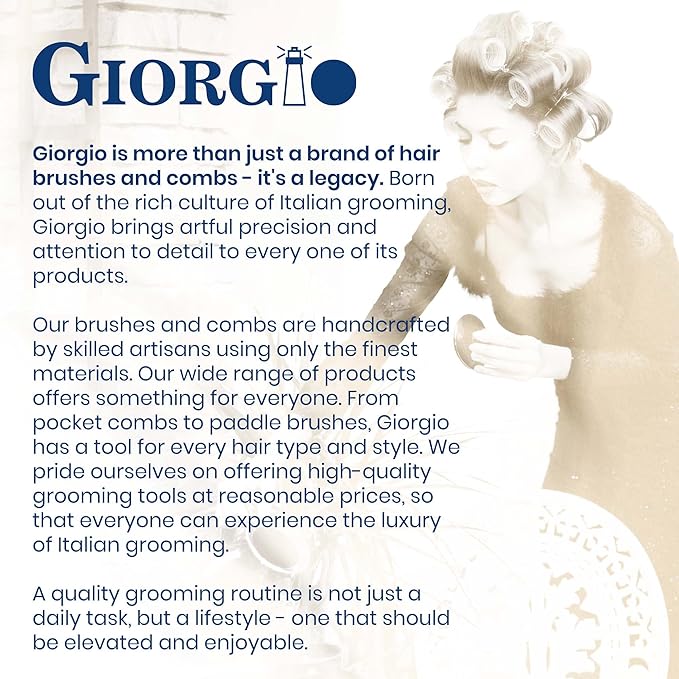 Giorgio G16 Fine Tooth and Wide Tooth Detangler Comb - Hair Comb for Men and for Women - Ideal as a Hair Styling Barber Comb and Detangler - Saw Cut and Handmade (Ivory)