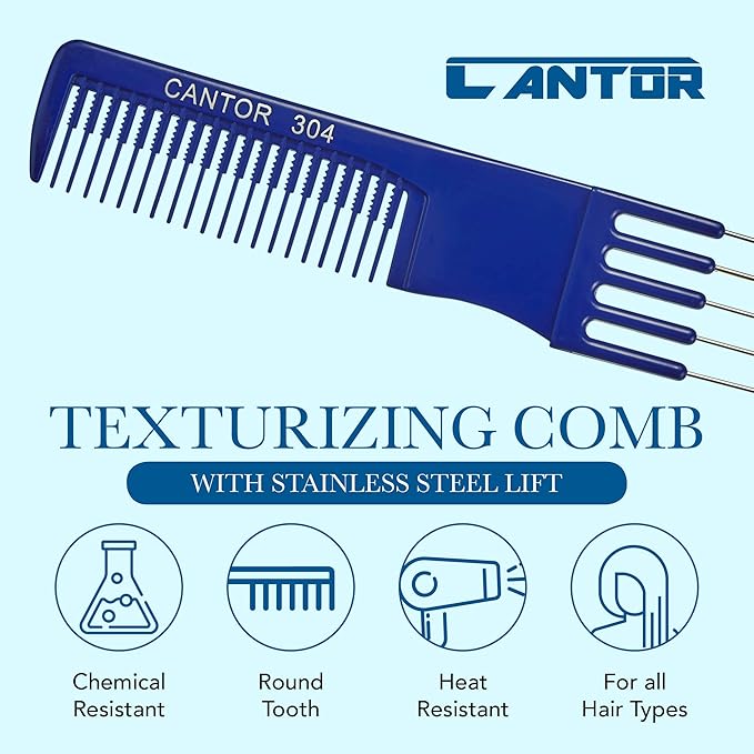 Lift Teasing Comb and Hair Pick - 2 Pack Stainless Steel - Chemical and Heat Resistant Detangler - Anti Static Comb For All Hair Types - By Cantor