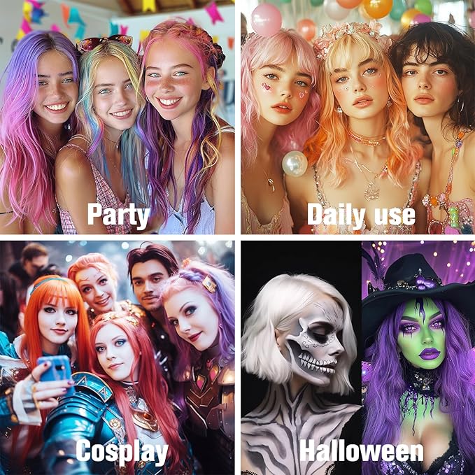 Purple Temporary Hair Color Spray for Women Men & kids, 1-Day Washable Hair Spray, Fun Bright Shade for Cosplay, Halloween, DIY Hair Looks, Festivals & Parties
