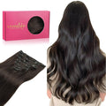WENNALIFE Clip in Hair Extensions Real Human Hair, 24 Inch 140g 7pcs Remy Hair, Dark Brown Straight Natural Extensiones De Cabello Humano Con Clip Ins