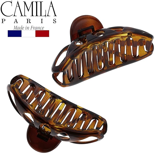 Camila Paris NV109 2PK French Hair Clip for Women Thick Hair for Long Curly Wavy Hair, Girls Hair Claw Clips Fashion Styling Hair Accessories for Women, Strong Hold Grip, Made in France