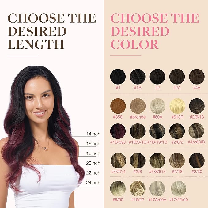 GOO GOO Tape in Hair Extensions Human Hair, 1/99 Balayage Jet Black to Red, 20inch 50g 20pcs, Thick Ends Straight Seamless, Invisible Tape in Hair Extensions