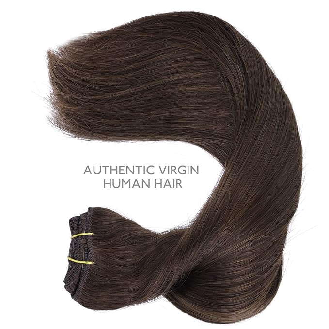 WENNALIFE Clip in Hair Extensions Real Human Hair, 20 Inch 150g 9pcs Human Hair Extensions Clip In Human Hair, Light Dark Brown Hair Extensions Clip In Real Hair Coloured Remy Human Hair Extensions