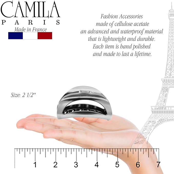 Camila Paris CP2412 French Hair Clip for Women Thick Hair for Long Curly Wavy Hair, Girls Hair Claw Clips Jaw, Durable Styling Big Claw Clip for Thick Hair, Strong Hold No Slip Grip, Made in France