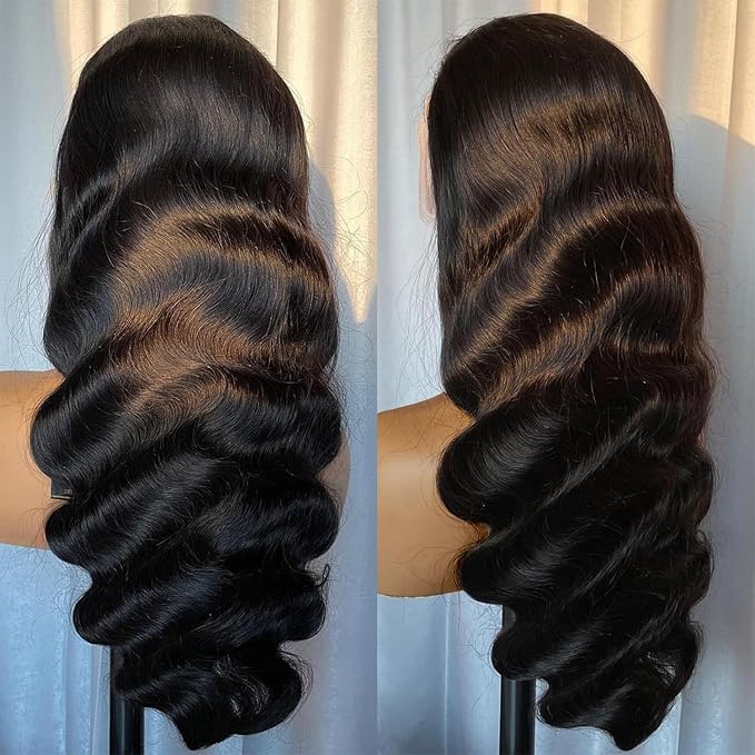 180% Density Body Wave Wigs for Women HD Transparent Lace Frontal Wigs Human Hair Brazilian Virgin Bleached Knots with Baby Hair (32inch)