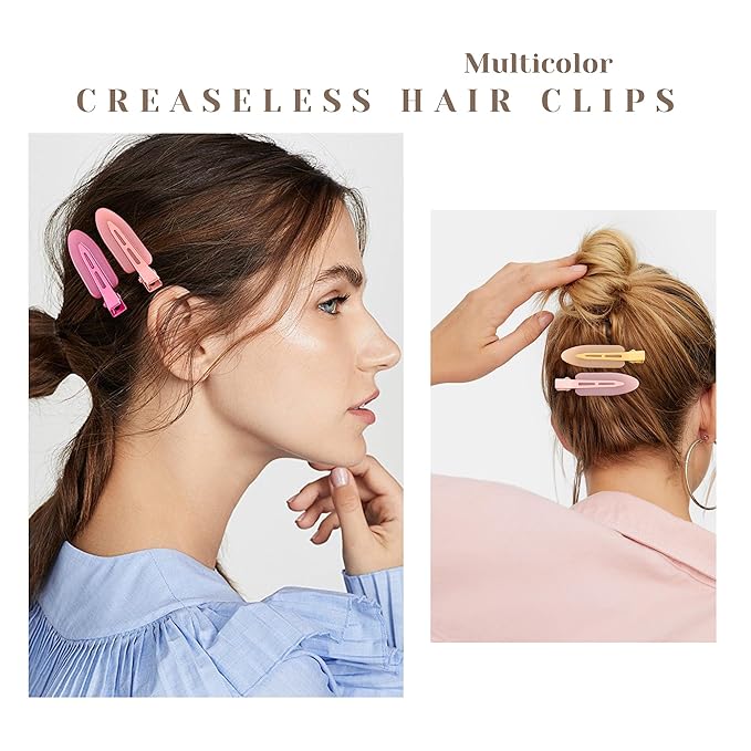 10 Pcs Creaseless No Crease No Bend Flat Hair Clips For Styling Non Slip Makeup Clips For Women Salon Hairstyle,Jelly Orange Pink Rose Red