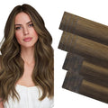 GOO GOO Invisi Edge Tape in Hair Extensions Human Hair, 2C/4E/6C Brown Sugar Swirl Highlights 10pcs injected with 10pcs classical tape ins, 14inch 50g, Virgin Remy Hair, Natural Look