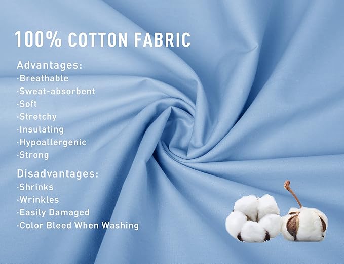 Sunflower King Pillowcases Set of 2, 100% Cotton King Size Pillow Cases 2, 20×40 inches Placid Blue, Soft and Breathable