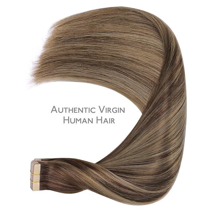 WENNALIFE Tape in Hair Extensions Human Hair, 20pcs 16 inch 50g Balayage Chocolate Brown to Honey Blonde Remy Tape Hair Extensions Real Human Hair Tape Extensions Coloured Hair Extensions