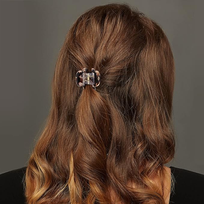 Cobahom Hair Clip, 6Pcs Small Hair Clips Mini Hair Claws Tortoise Shell Leopard Acrylic Hair Jaw Clips Clamps for Women Girls Thin Thick Hair