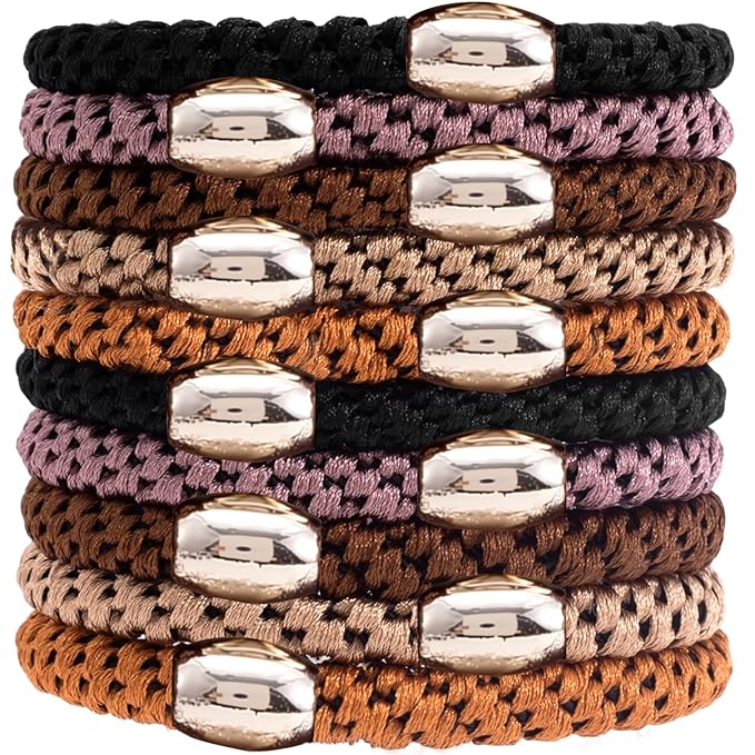 10 Pcs Hair Tie, Ties for Thick Hair, Elastic Bracelet Hair Ties with Strong Hold, Classic Thick Braided Hair Tie Bracelets for Women, Soft Hair Ties for Ponytail (Multicolor)