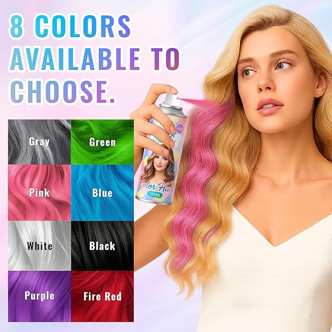 Temporary Pink Hair Color Spray – 1-Day Washable Hair Color for Women Kids Men, Fun Hair Spray for Halloween, Cosplay, Costumes, Parties, Festivals, Crazy Hair Day, DIY Hair Looks