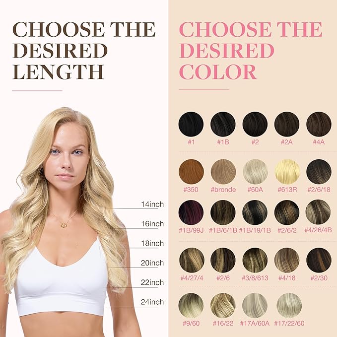 GOO GOO Tape in Hair Extensions Human Hair, 18ET90A Natural Blonde Balayage, 24inch 30g 10pcs, Skin Weft Seamless Invisible, Silky Straight with Thick Ends, Remy Human Hair
