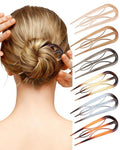 French Hair Pin for Women - U-Shaped Hair Fork for Updos, Chignons & French Twists, Durable Acrylic, Secure & Elegant Styling for All Hair Types (Amber)