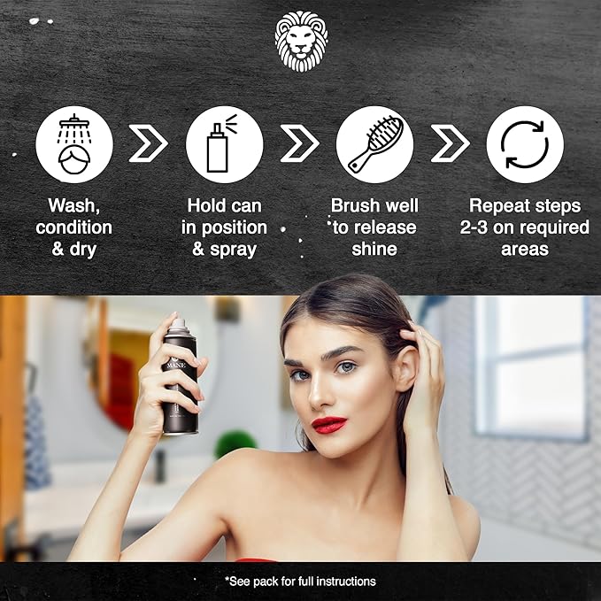 MANE Hair Thickening Spray & Root Touch Up, Seal & Control Combo Pack, Instantly Thicker Hair for Men & Women, Fill in Hairlines and Hide Thinning and Fine Patches - Silver, 12 Colors (6.76 oz)