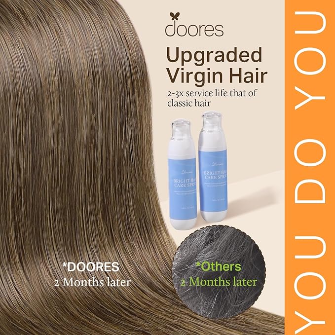 DOORES Clip in Human Hair Extensions, Light Ash Brown 150g 9pcs 20 Inch, Clip in Hair Extensions Real Human Hair Real Natural Weft for Women Thick Silky Straight Weft